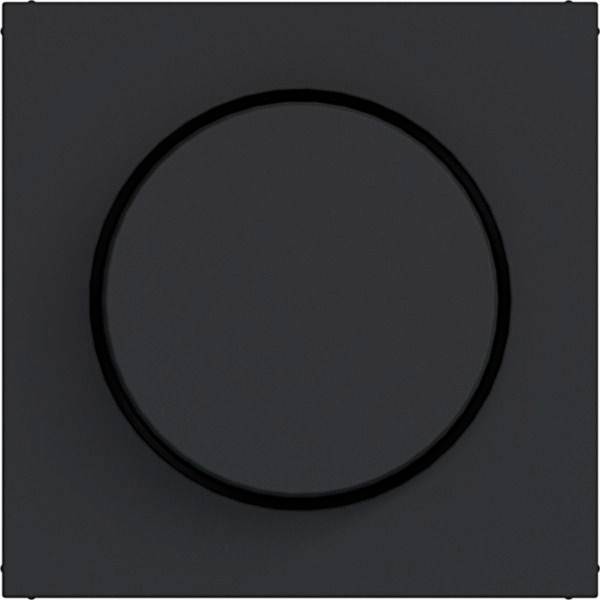 Dunkelgraues quadratisches Panel mit einer zentrierten schwarzen kreisförmigen Ringöffnung.