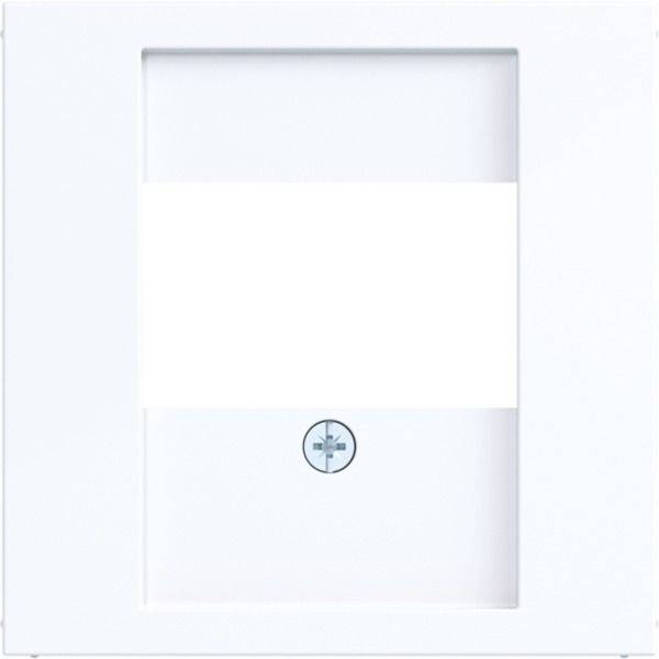 Minimalistisches weißes Paket oder eine weiße Schachtel mit einem leeren zentralen Etikettenbereich und einem kleinen kreisförmigen Emblem in der Nähe der unteren Mitte.