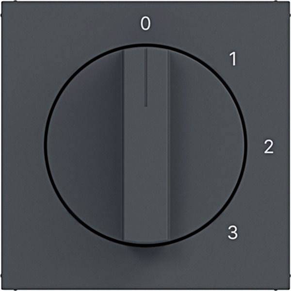 Grauer Drehregler-Knopfset in den Positionen 0, 1, 2 und 3 eingestellt, mit dem Zeiger auf 0 ausgerichtet.