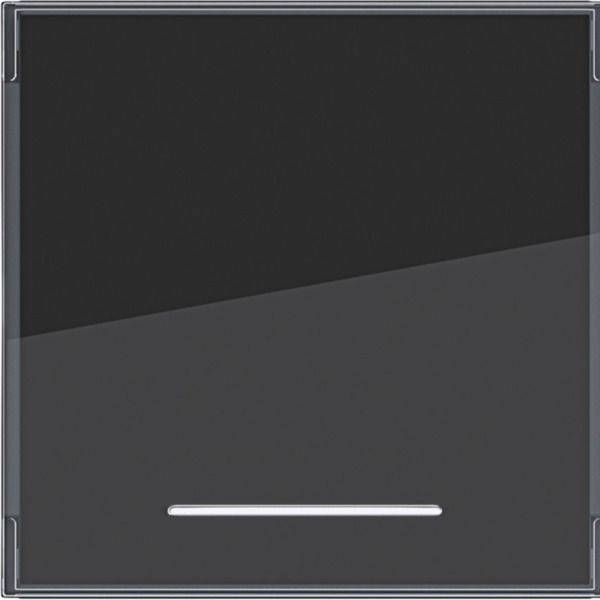 Ein dunkler, leerer quadratischer App-Bildschirm mit einem dünnen Lichtstab in der Nähe des unteren Endes, der einer Lade- oder Platzhalter-Oberfläche ähnelt.