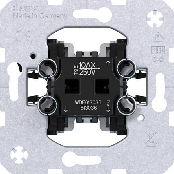 Elektrischer Wandschalter-Mechanismus auf einer Metallmontageplatte, gekennzeichnet mit „10AX 250V