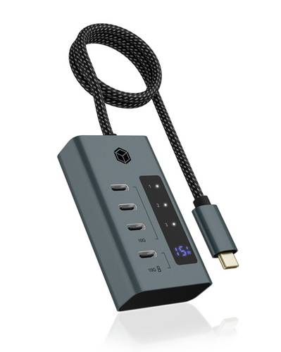 ICY BOX 61062 USB-Hub 4 Port USB-C® (USB 3.2 Gen 2) USB 3.2 Gen2 10 GBit/s mit Schnellladeport Blau