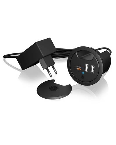 ICY BOX USB Ladegerät 30 W 2x USB-A, 1x USB-C® Schwarz Innenbereich