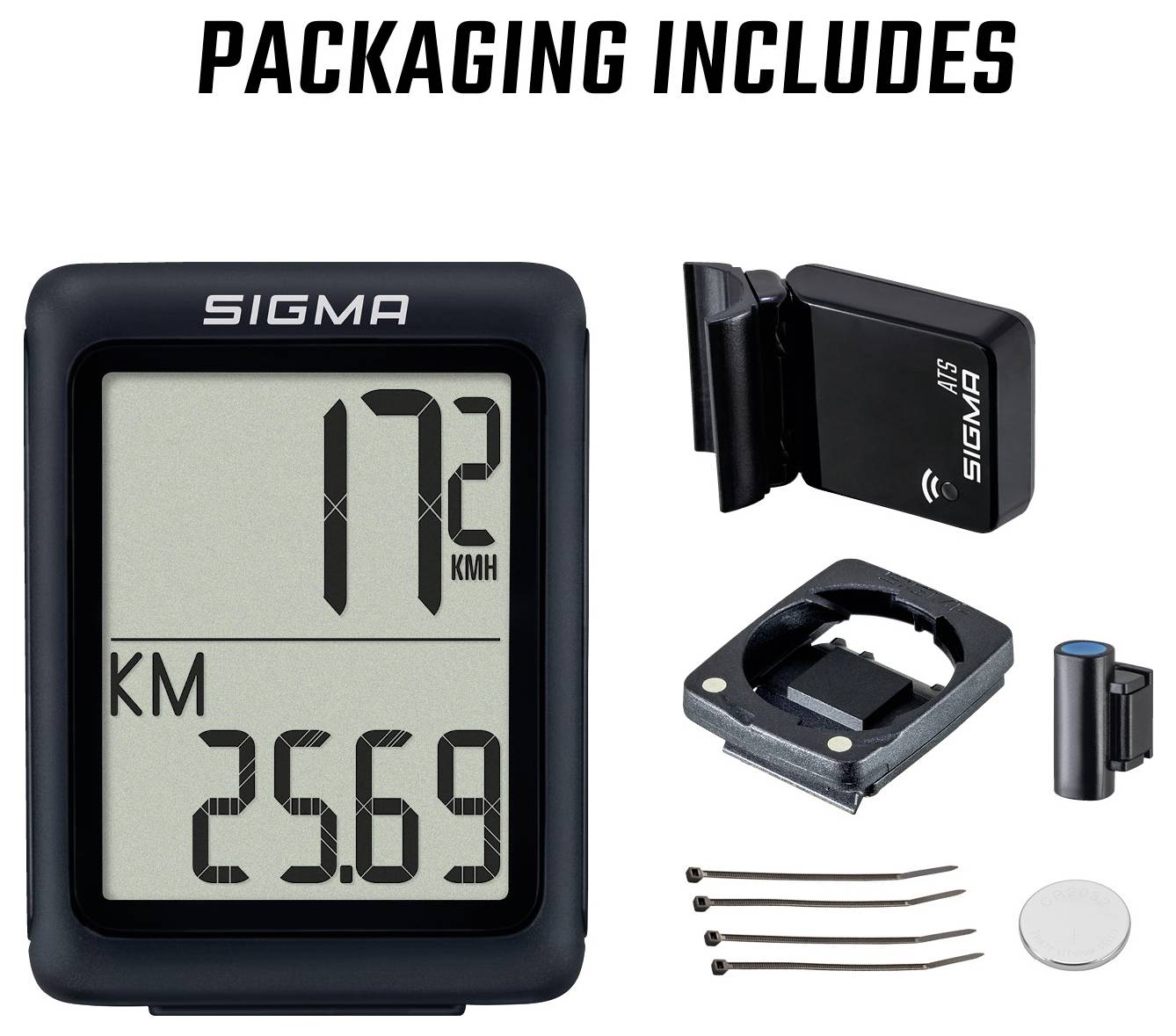 Sigma BC 5.0 WL ATS Fahrradcomputer, kabellos Codierte Übertragung mit Radsensor