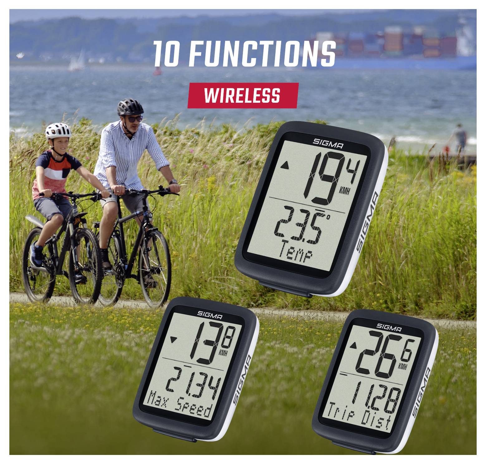 Sigma BC 10.0 WL ATS Fahrradcomputer, kabellos Codierte Übertragung mit Radsensor