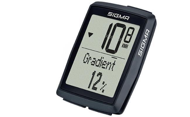 Sigma-Fahrradcomputer-Display zeigt 108 km/h und 