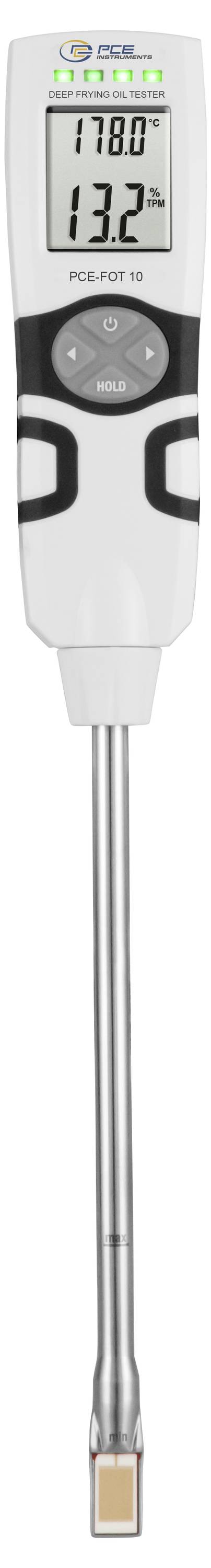 Digitales Thermometer-Messfühler mit Anzeige von 78,0°F auf dem Display und einer Metallmesserspitze am unteren Ende.