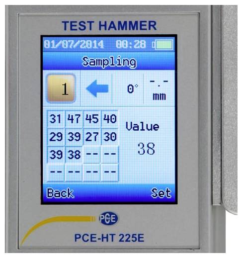 Digitale Prüfhammer-Anzeige im Modus 