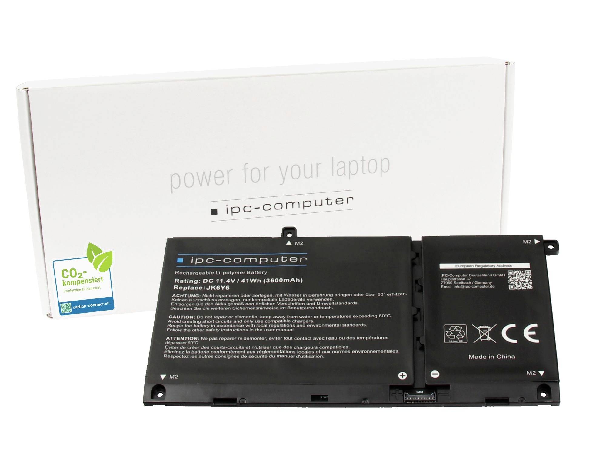 Zwei schwarze Laptop-Batterien mit der Aufschrift „ipc-computer