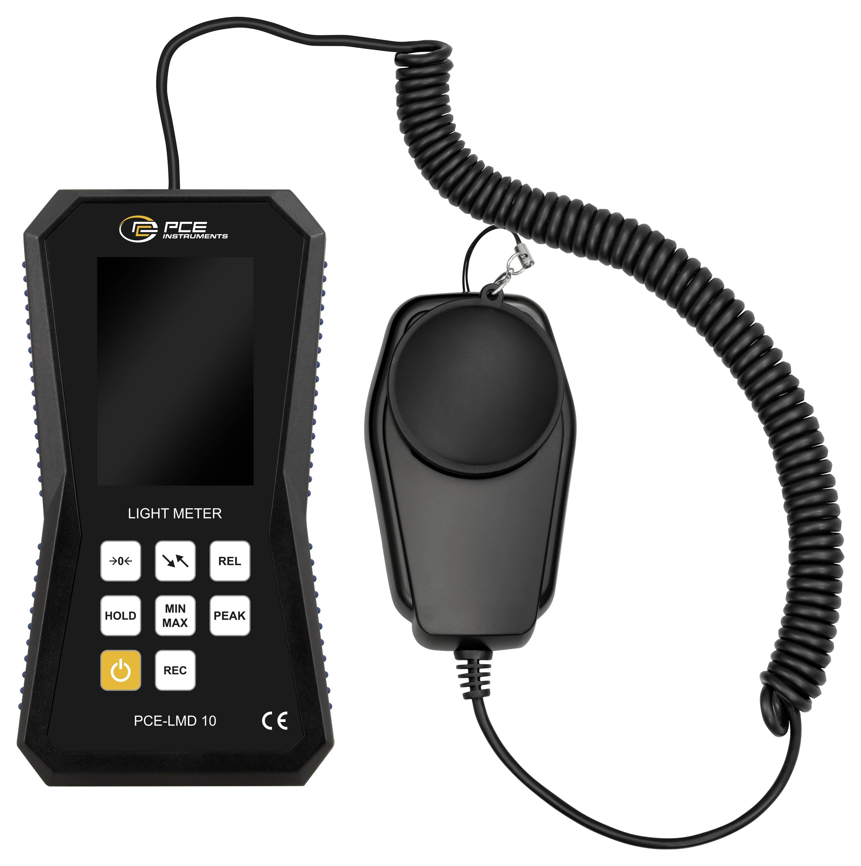 Tragbares Luxmeter mit separater Sensorsonde und Spiralkabel, bezeichnet als PCE-LMD 10.
