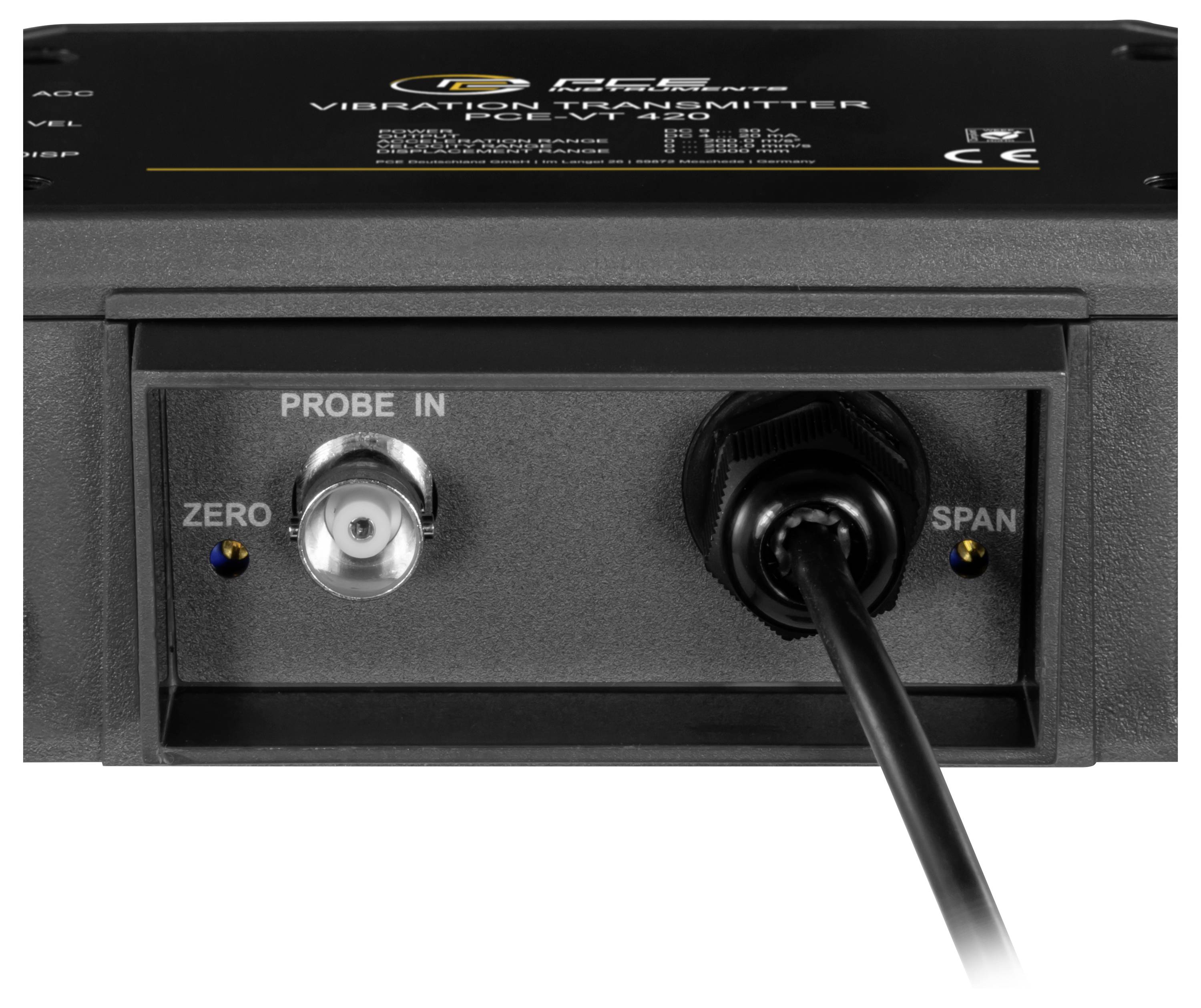 Nahaufnahme einer Area Velocity Vibrationssensor-Steuertafel mit einem 