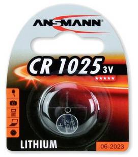Ansmann CR1025 3V Lithium-Knopfzelle in Einzelhandelsverpackung, gekennzeichnet mit „CR 1025