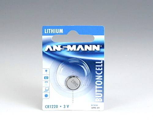 ANSMANN Lithium-Knopfzellenbatterie CR1220 3V in Einzelhandelsblistverpackung.