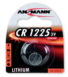 ANSMANN CR 1225 3V Lithium-Knopfzelle in Blisterverpackung mit Verfallsdatum 09-2023.