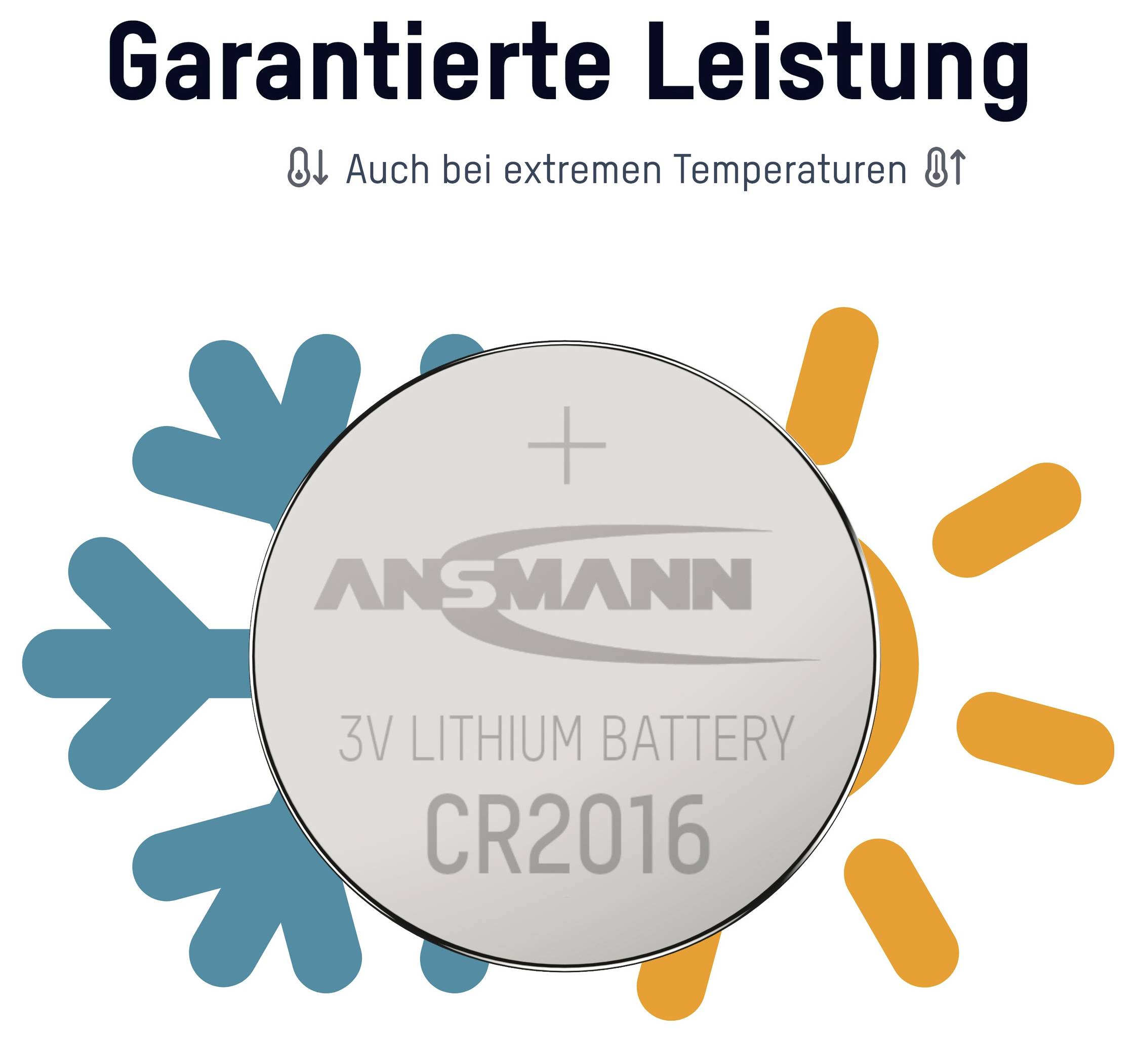 ANSMANN CR2016 Lithium-Batterie mit deutschem Text „Garantierte Leistung