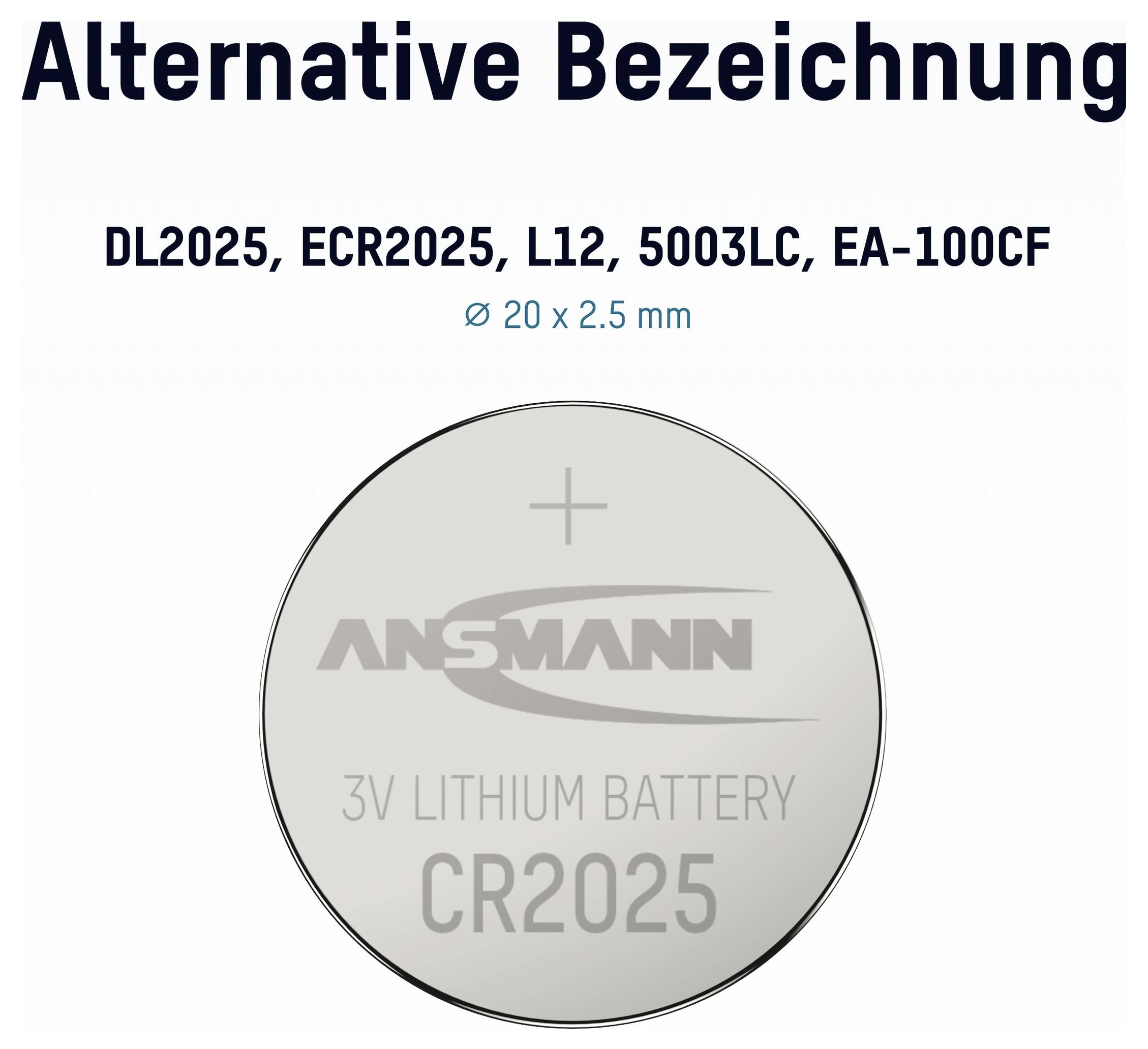 Bild einer CR2025 3V Lithium-Knopfzelle mit der Bezeichnung 