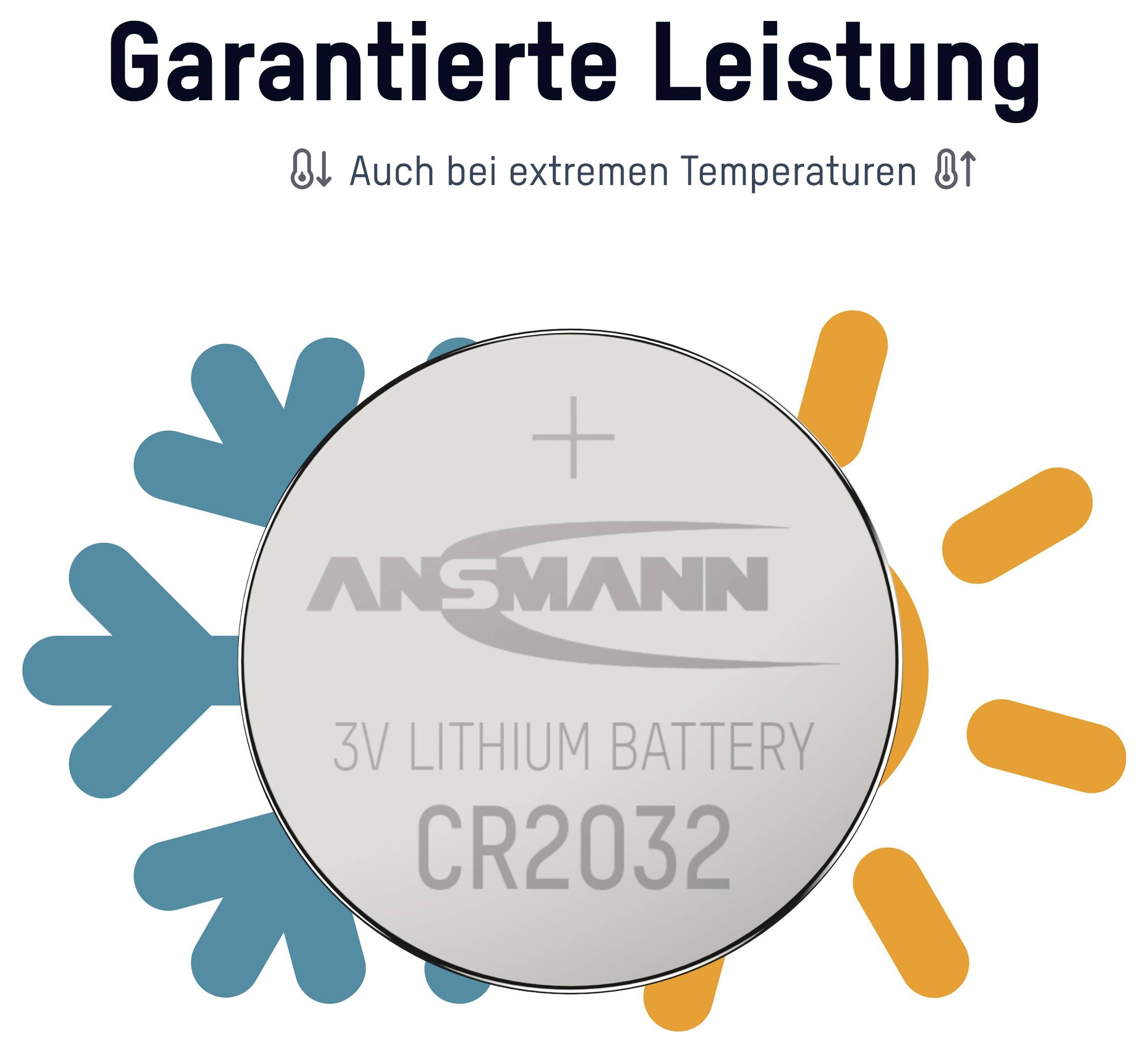 Ansmann CR2032 3V Lithium-Batterie mit der Aufschrift „Garantierte Leistung