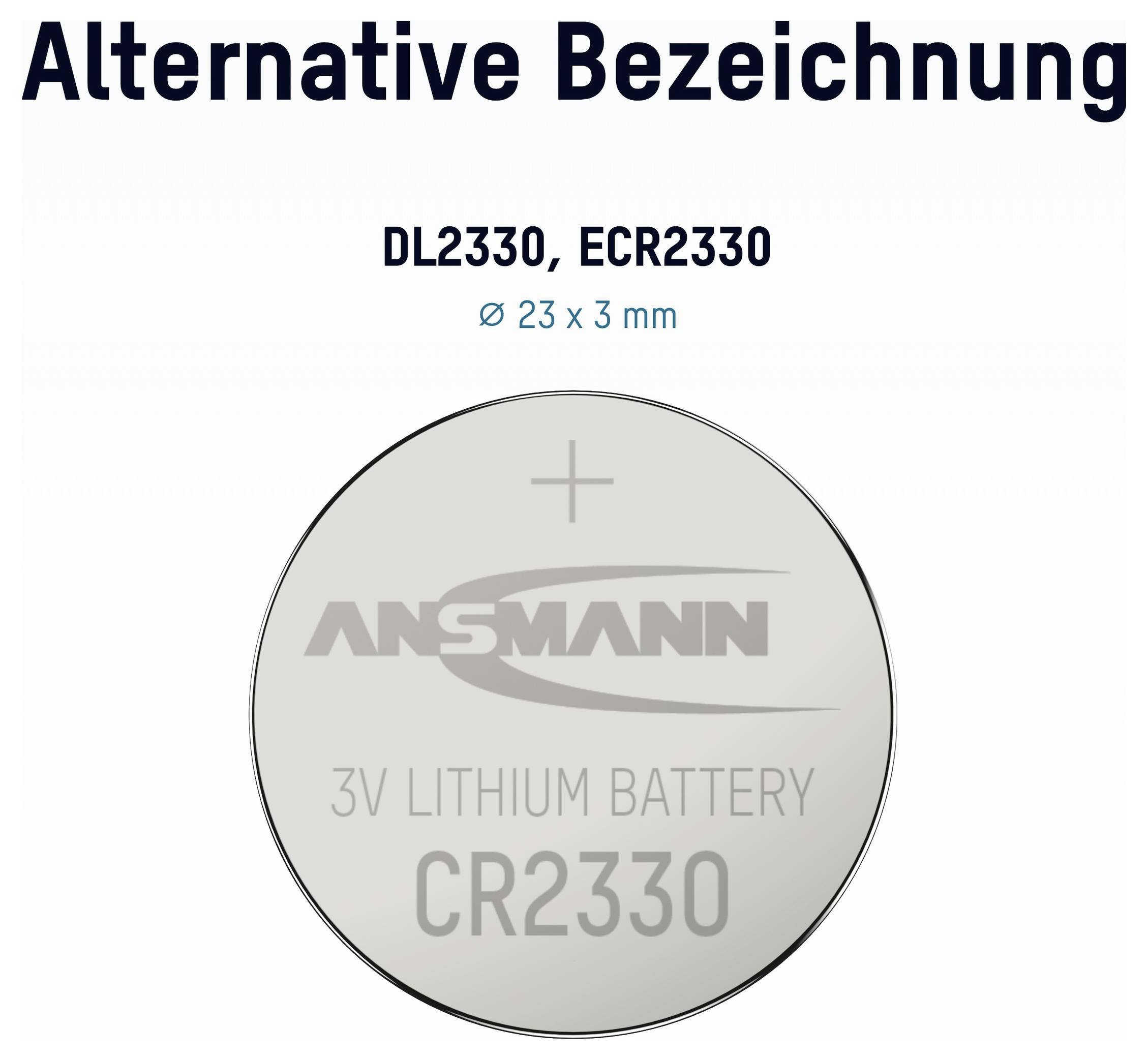 Grafik einer CR2330 3V Lithium-Knopfzelle mit der Beschriftung 