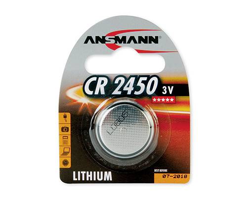 Ansmann CR2450 3V Lithium-Knopfzellenbatterie in Einzelhandelsvpckung.