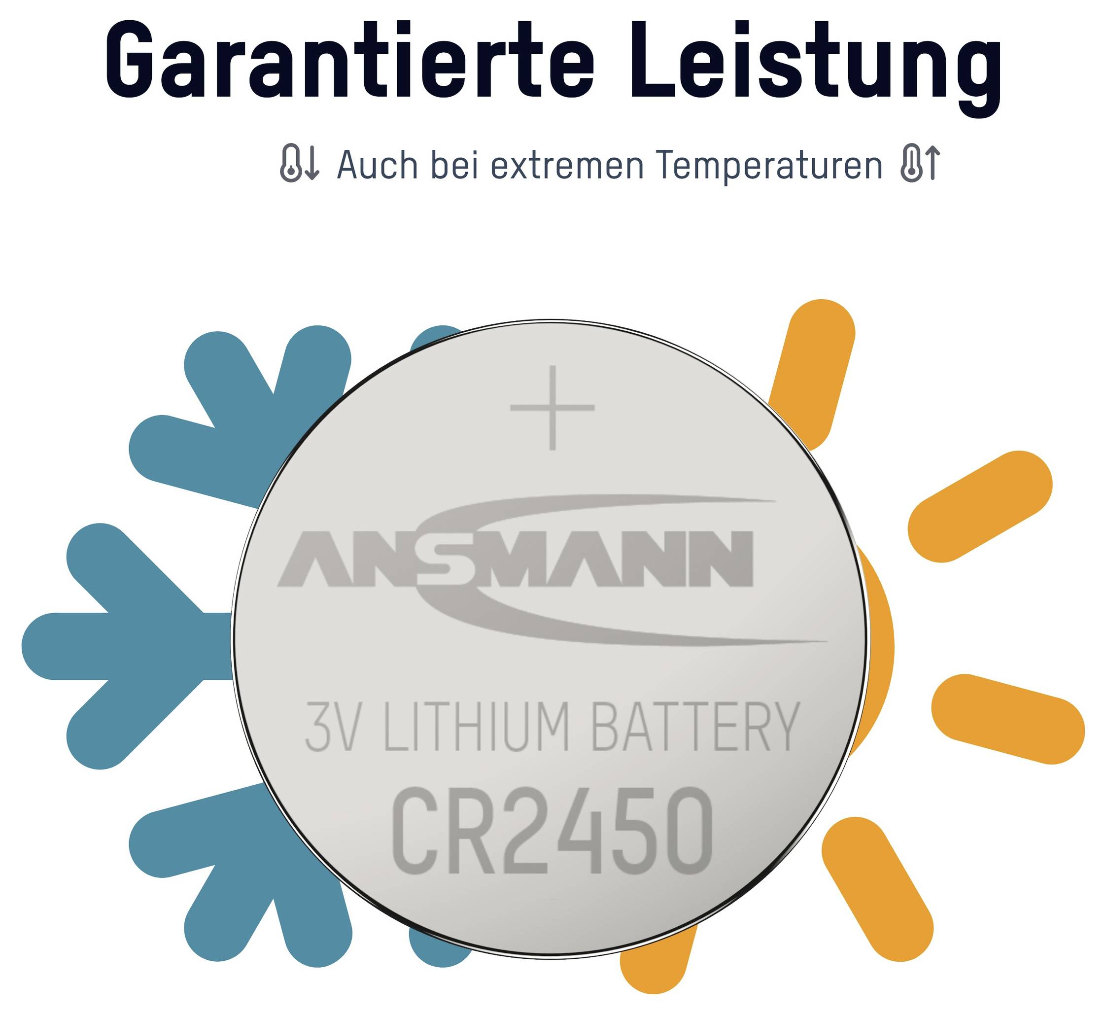 Ansmann CR2450 3V Lithiumbatterie mit der Bezeichnung „Garantierte Leistung