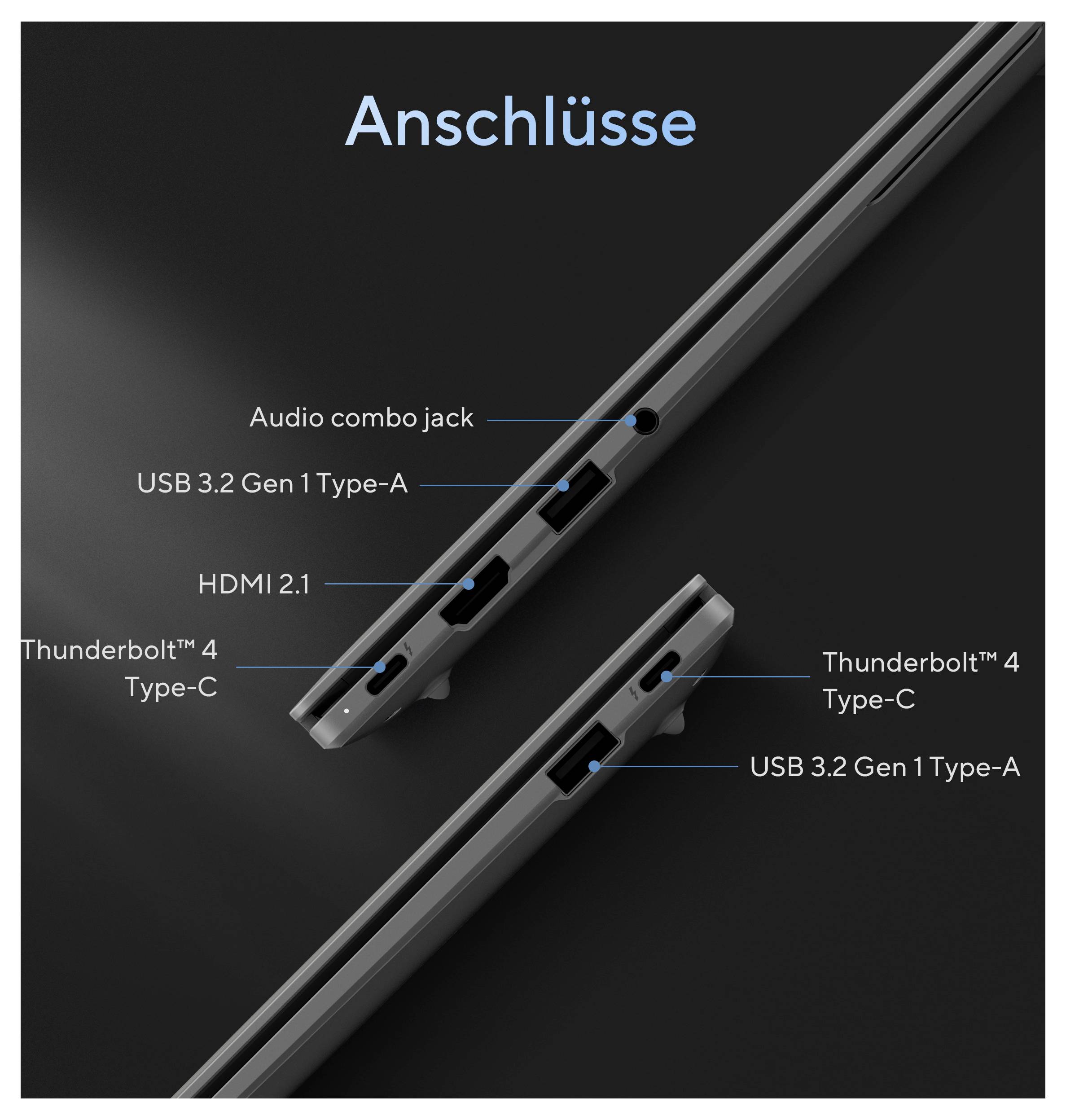 Asus Notebook 35.6 cm (14 Zoll) WQXGA+ 325 16 GB RAM 512 GB SSD Deutsch, QWERTZ Intel Intel-Grafik Grau 90CB0A71-M00270