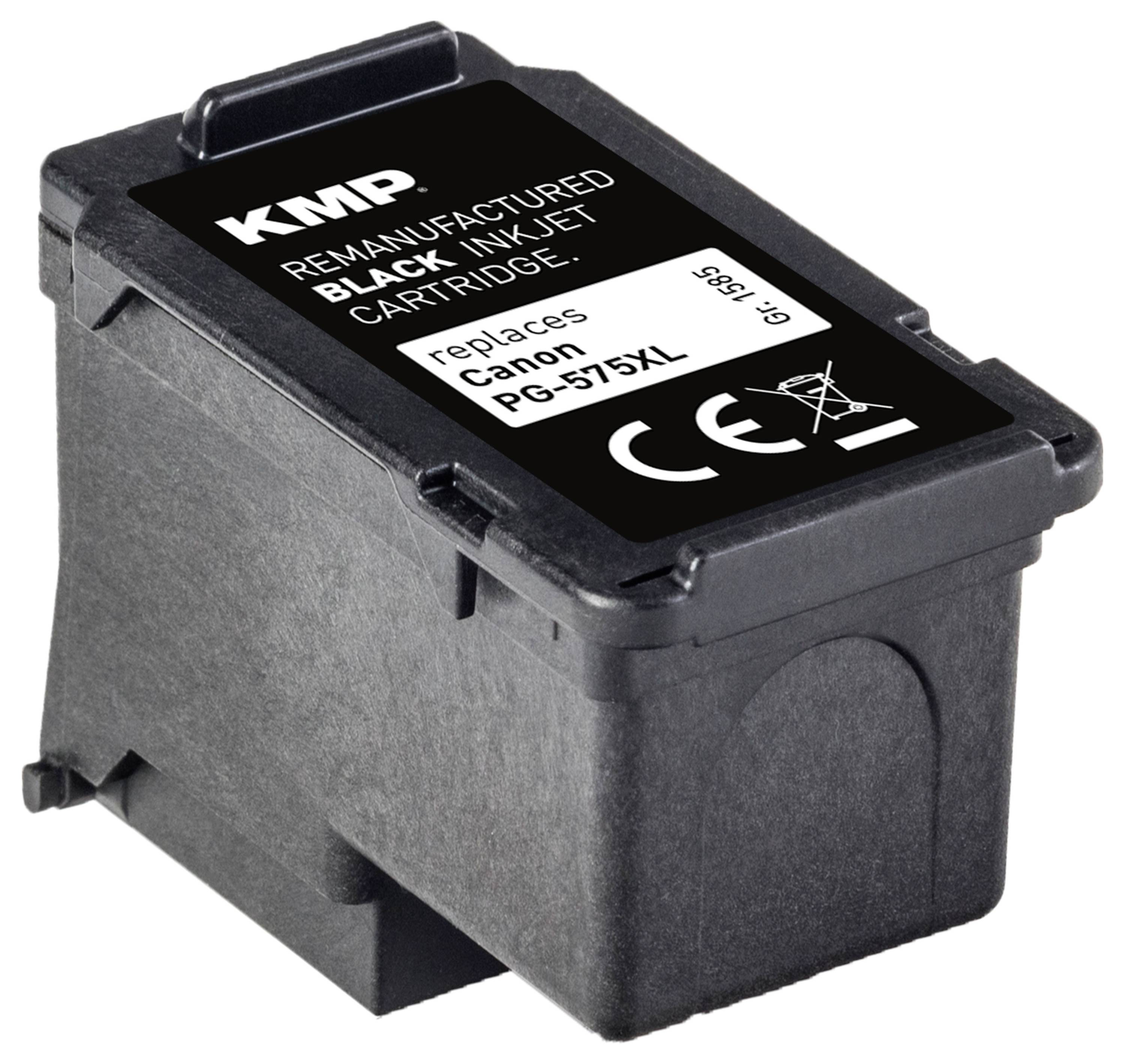 Schwarze KMP nachgefertigte Tintenstrahlpatrone mit der Kennzeichnung „ersetzt Canon PG-575XL