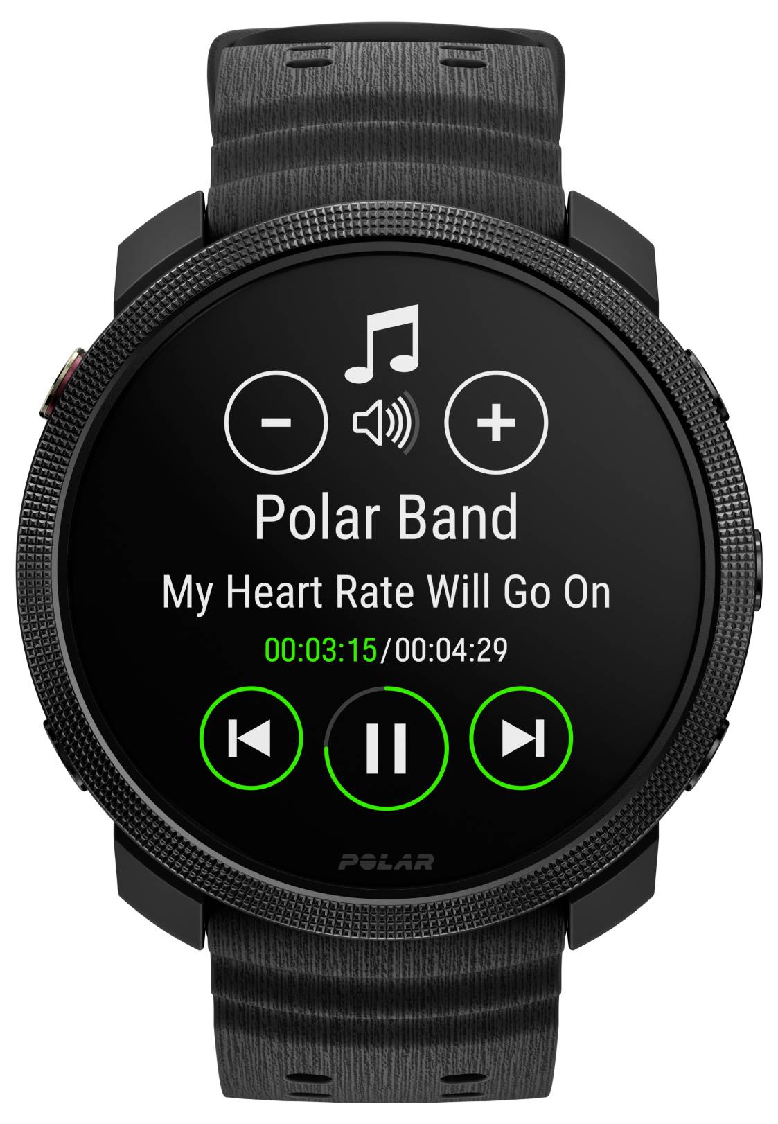 Smartwatch-Musikplayer-Bildschirm für „Polar Band