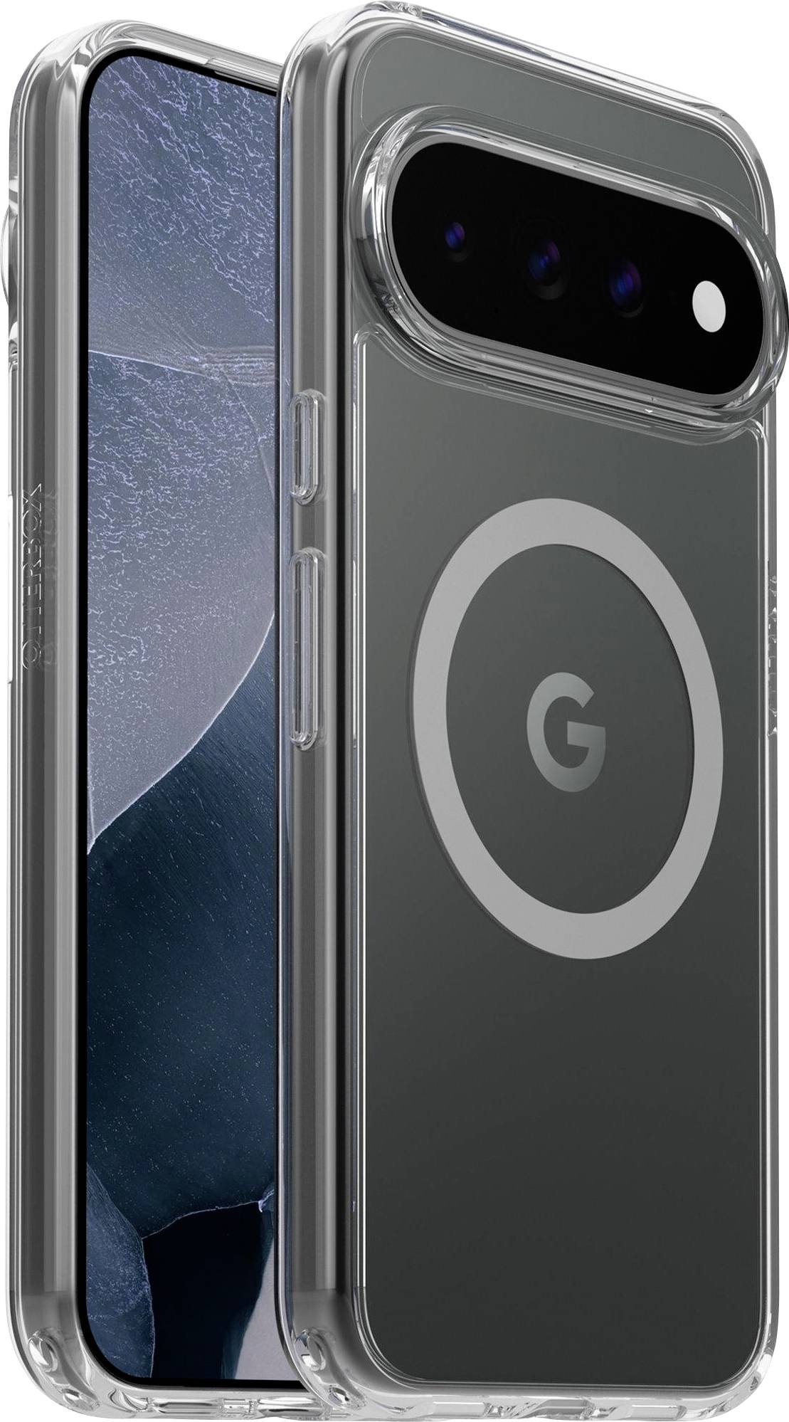 Transparente Schutzhandyhülle mit einem grauen „G