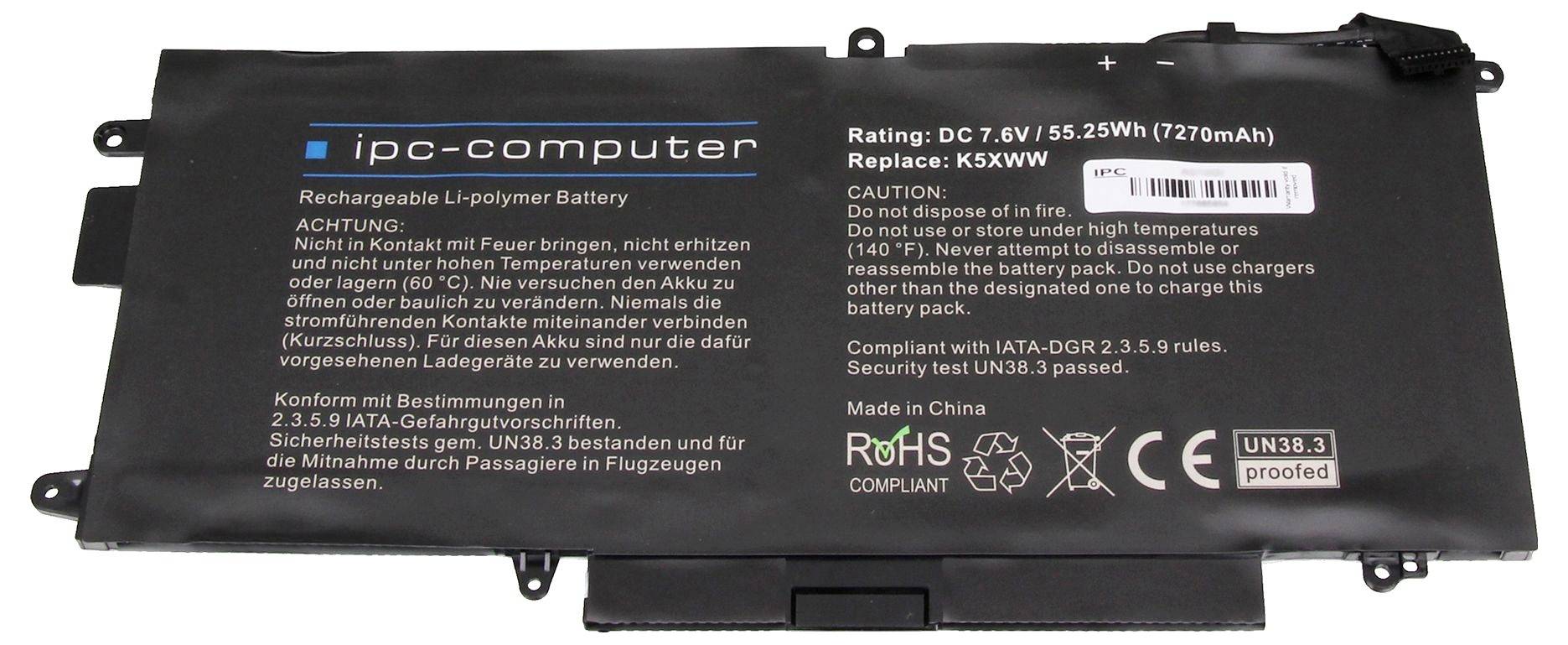 Schwarze Laptop-Batterie mit Aufschrift „ipc-computer