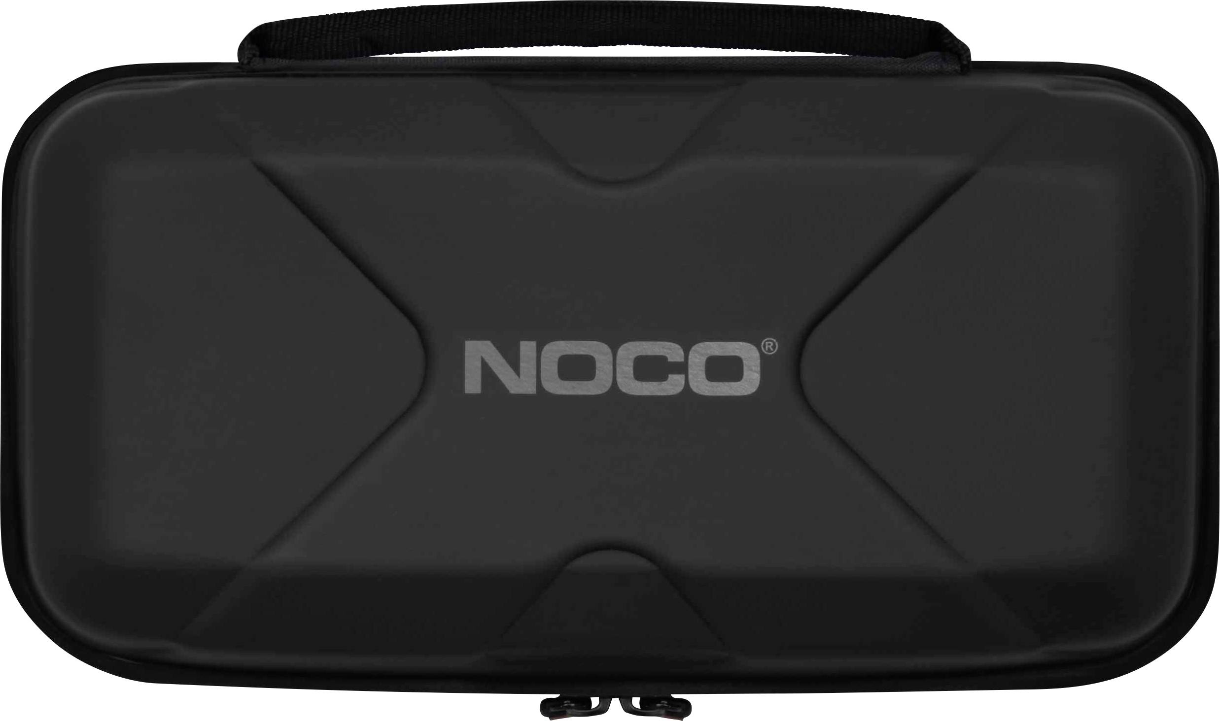 Schwarzes NOCO-Gerät oder -Koffer, zentral auf schwarzem Hintergrund positioniert, mit dem NOCO-Logo auf der Vorderseite.