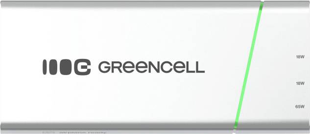 Silber-Greencell-Batteriepack mit der Beschriftung „100G GREENCELL