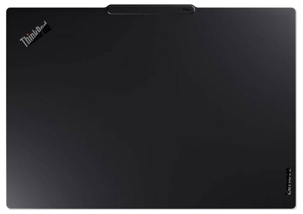 Geschlossener schwarzer Lenovo ThinkPad-Laptop mit sichtbarem Logo in der Ecke.