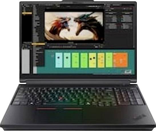 Ein Laptop zeigt eine Anwendung zur kreativen Gestaltung mit dunklem Design mit einem Bild von zwei Pferden und einer Reihe von farbigen Farbmustern oder Kacheln darunter.