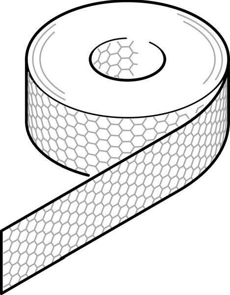 Rolle mit wabengemustertem Klebeband, bei dem der Streifen diagonal über das Bild abgewickelt ist.