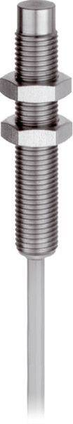 Nahaufnahme einer gewindelten Metallstange mit zwei Sechskantmuttern in der Nähe der Oberkante, die einen verstellbaren Befestigungselement mit einem geraden Schaft bilden, der sich nach unten erstreckt.