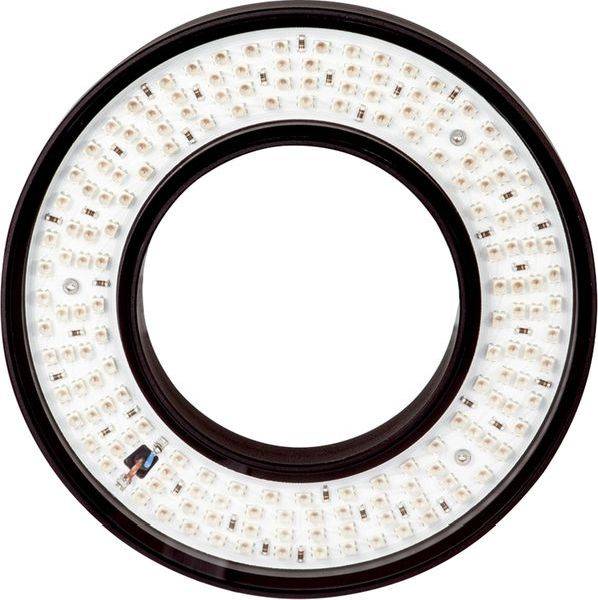 Ringförmiges LED-Ringlicht-Panel mit hohler Mittelfläche und vielen kleinen weißen LEDs, die um den Ring angeordnet sind.