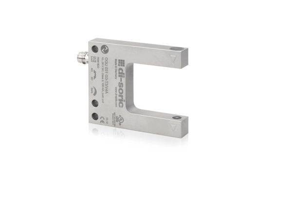 Metallischer C-förmiger Industrie-Sensor oder Wägewelle mit Gewindeverbinder, gezeigt auf weißem Hintergrund.