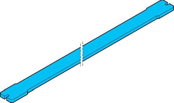 Langer blauer rechteckiger Balken, diagonal angezeigt, mit einem Unterbrechungssymbol in der Mitte, das anzeigt, dass das Objekt verkürzt ist oder sich über das Bild hinaus fortsetzt.