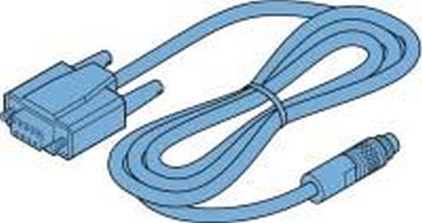 Blaues Kabel mit Steckverbindern an beiden Enden, aufgerollt vor weißem Hintergrund dargestellt.