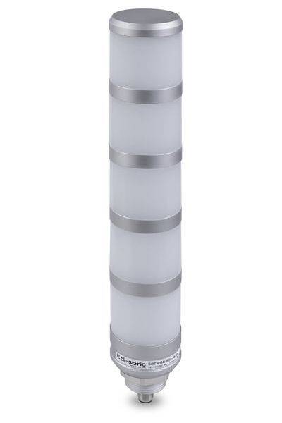 Hohle zylindrische Industriesensor- oder Filterpatrone mit matter Oberfläche und metallischen Bändern, aufrecht auf weißem Hintergrund dargestellt.