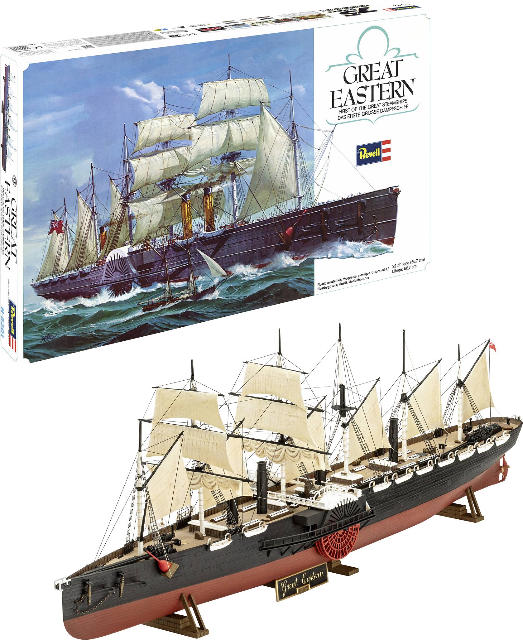 Karton und montiertes Modell des Dampfschiffs „Great Eastern