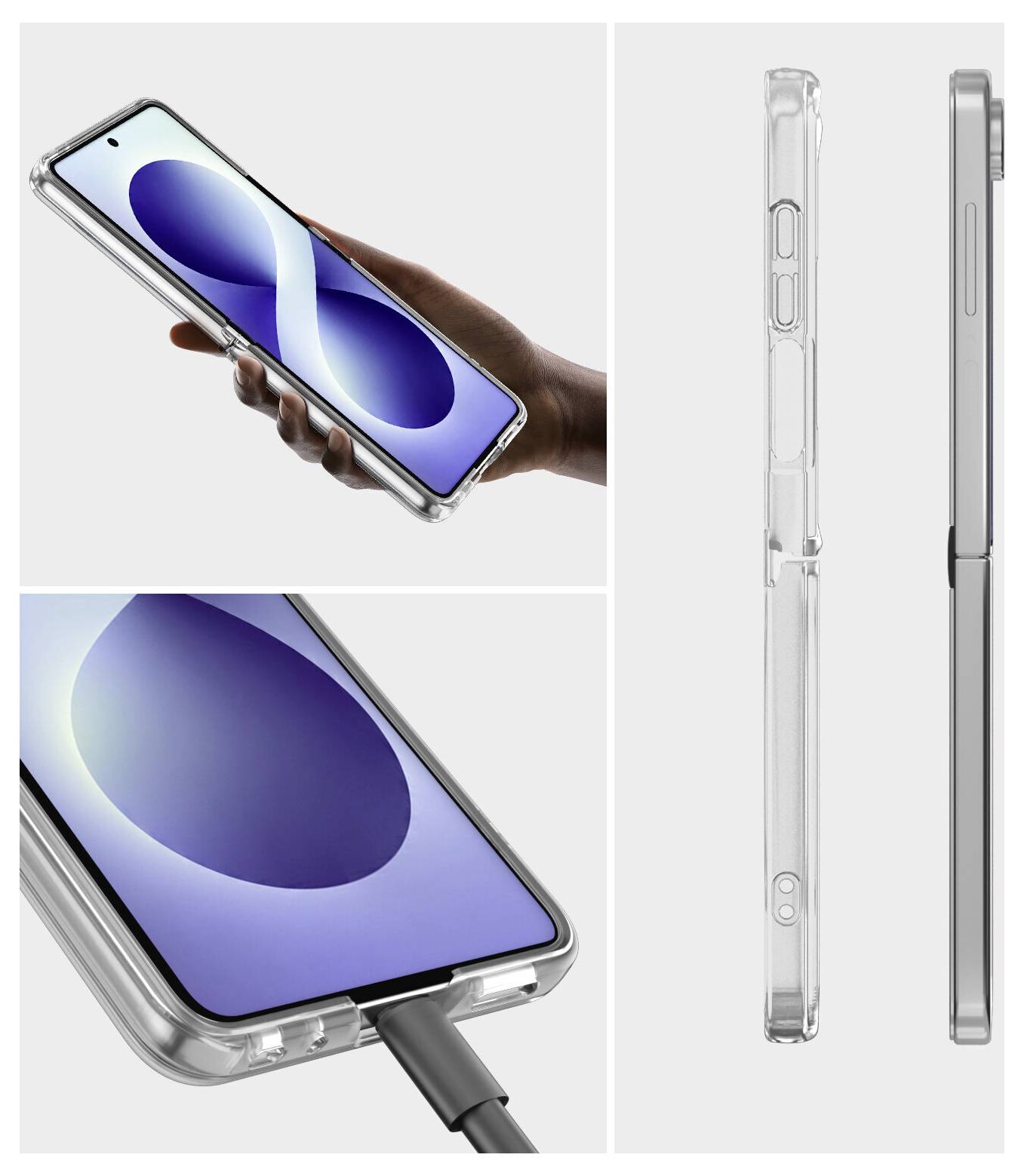 4Smarts 360° Protection Set Hülle + Schutzglas Set Samsung Galaxy Z Flip8 Transparent Induktives Laden 541872