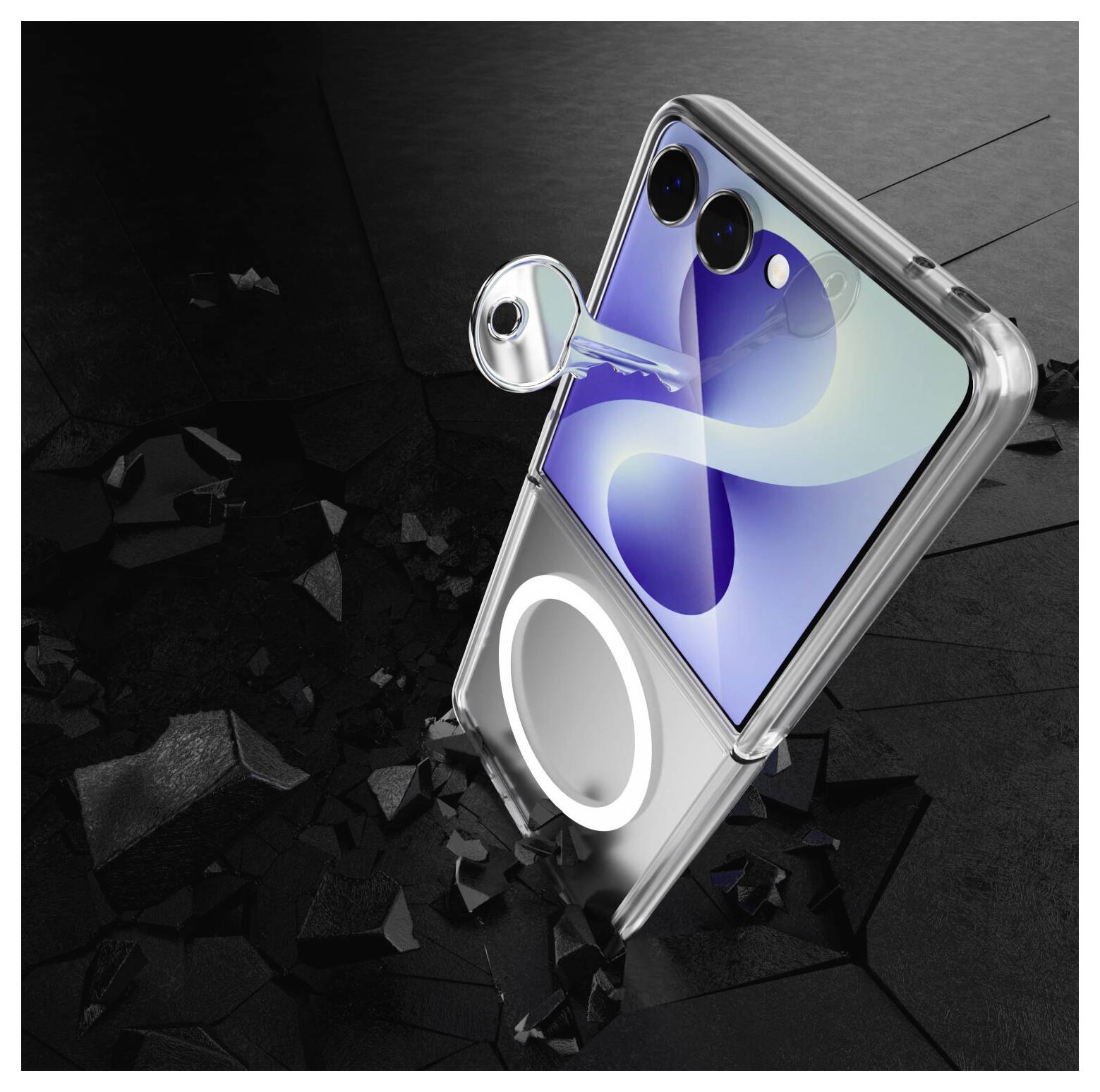4Smarts 360° Protection Set Hülle + Schutzglas Set Samsung Galaxy Z Flip8 Transparent Induktives Laden 541872