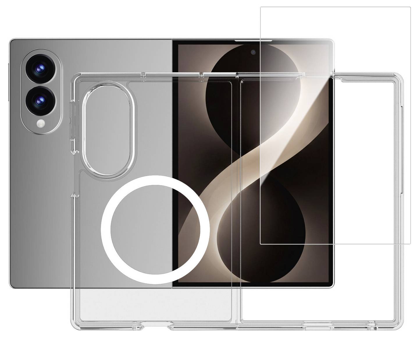 4Smarts 360° Protection Se Hülle + Schutzglas Set Samsung Galaxy Z Fold8 Transparent Induktives Laden 541877