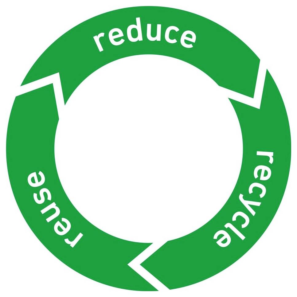 Grünes Recycling-Kreislauf-Symbol mit Pfeilen, die mit „Reduzieren