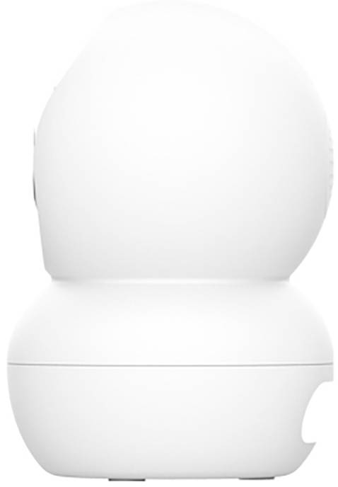Weißer Apple HomePod Smart Speaker in Vorderansicht auf einfachem Hintergrund