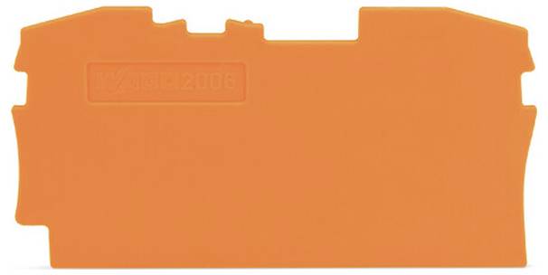 Orange-farbenes Kunststoff-Bauspielzeug-Panel mit gekerbten Kanten und geprägter Markierung „2006