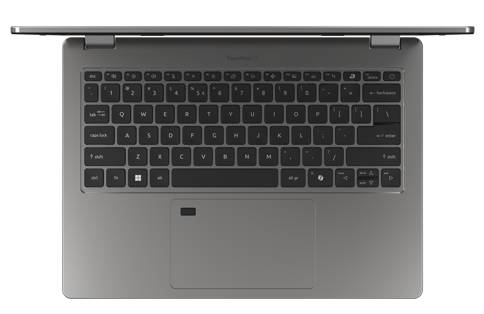 Draufsicht auf einen silbernen Laptop mit geschlossenem Bildschirm, der die Tastatur und das große zentriert angebrachte Trackpad zeigt.