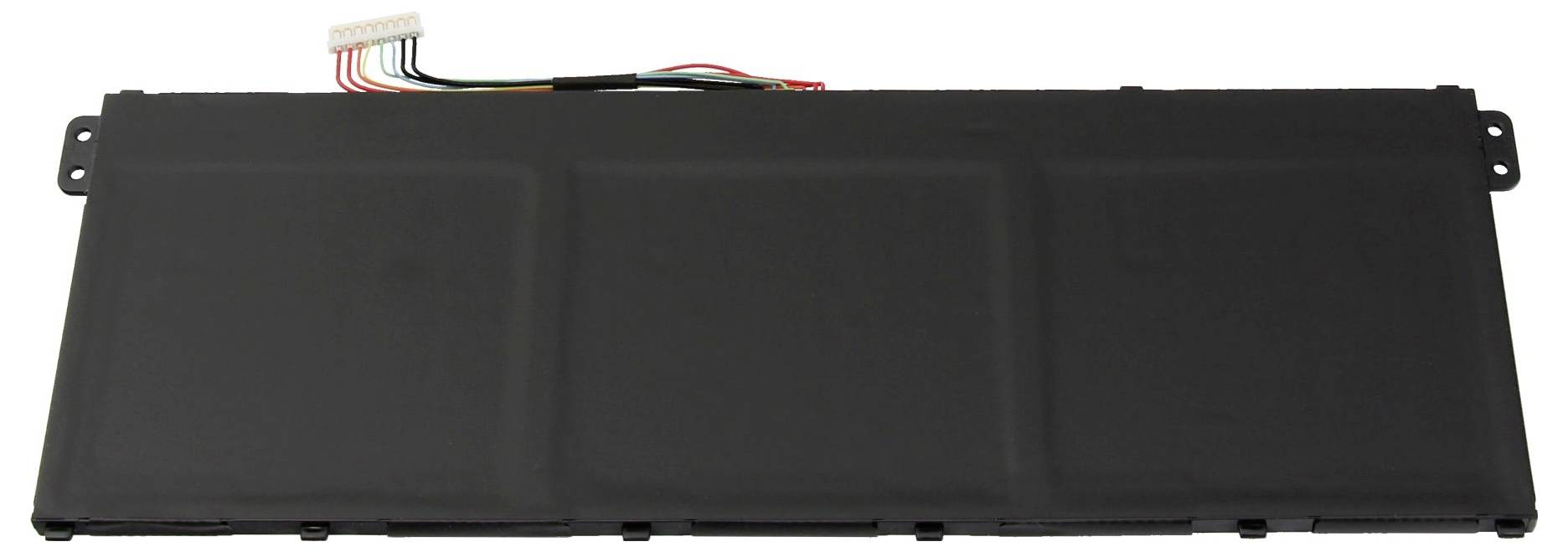 Schwarze rechteckige elektronische Batteriepacks mit seitlichen Montagelaschen und einem Steckanschluss oben, isoliert auf weißem Hintergrund dargestellt.
