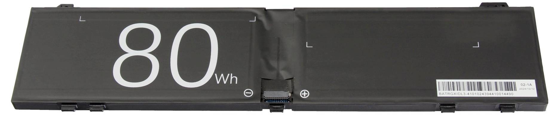 Schwarze Laptop-Batterie mit der Bezeichnung „80 Wh